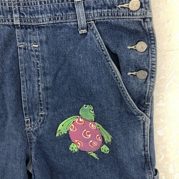 Calvin Klein Jeans Vintage Hand-Painted Denim Bib Overalls Size M - Picture 7 of 16